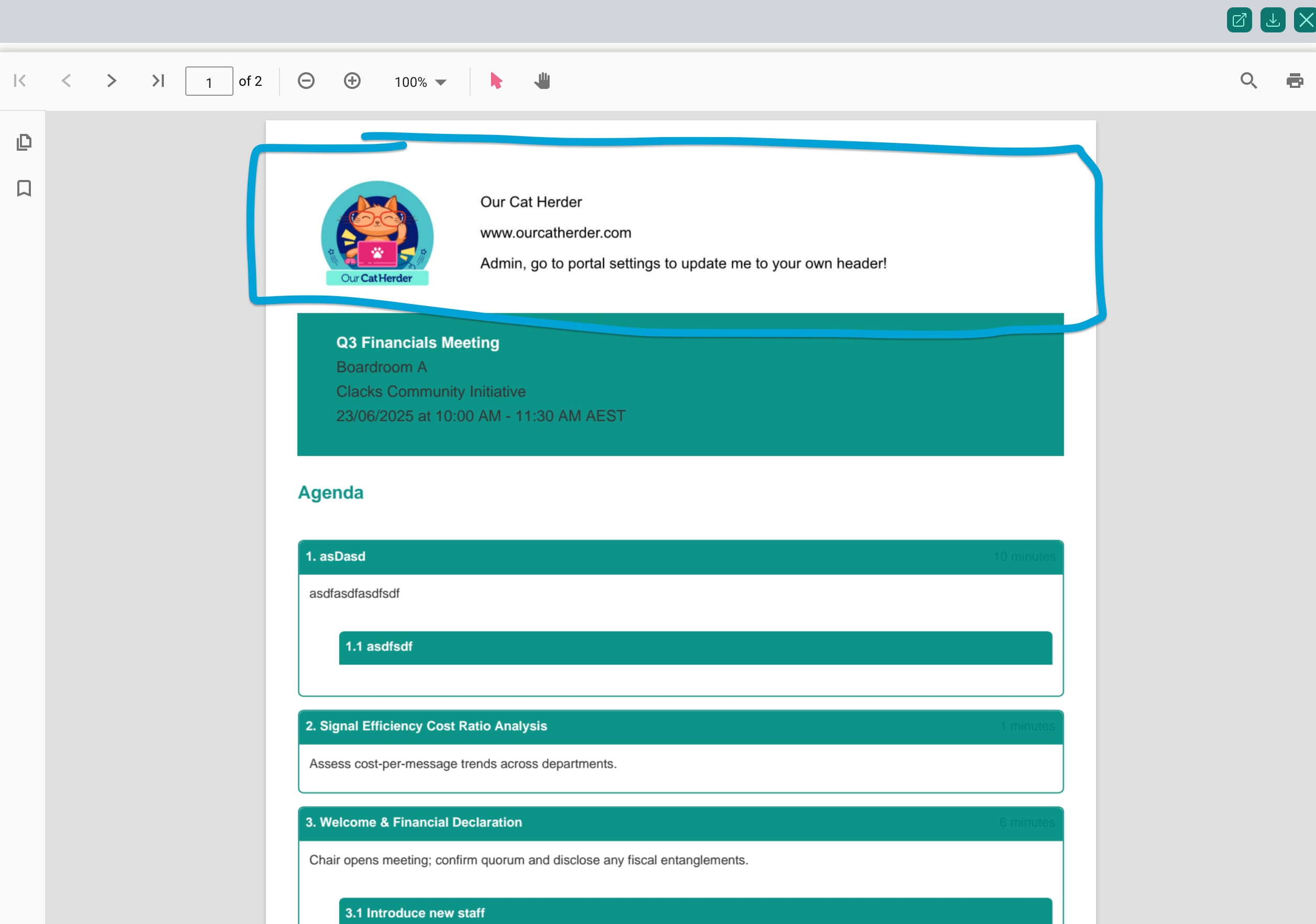 Dashboard Screenshot Highlighting Default Image