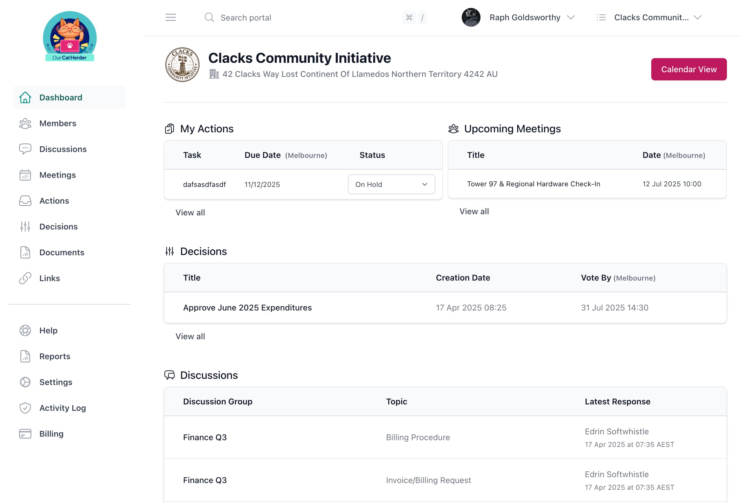 Dashboard Screenshot