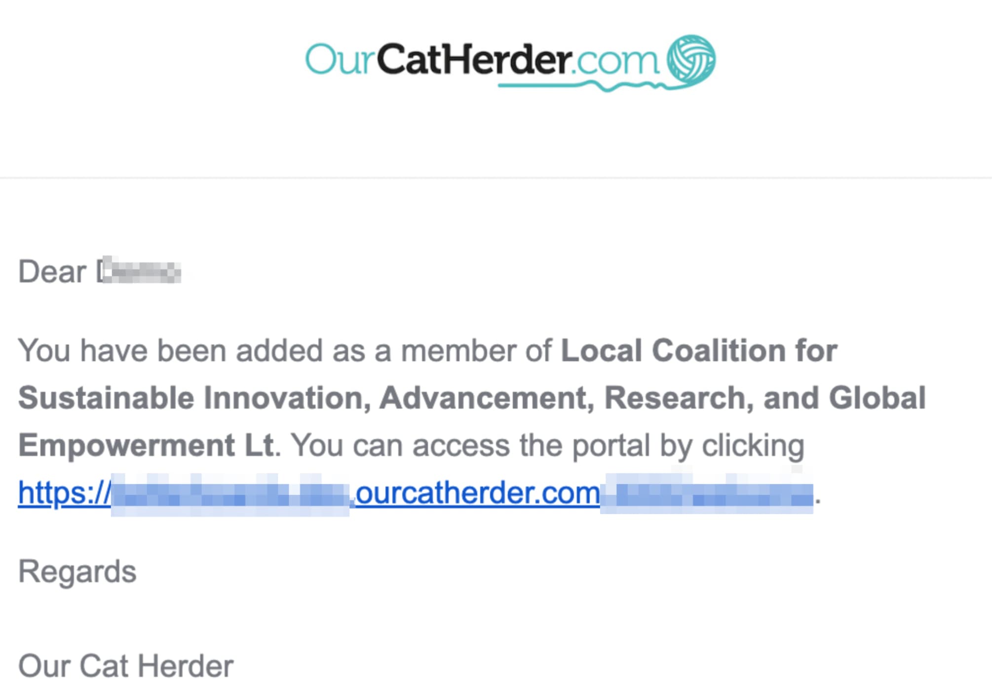 Our Cat Herder Login Page